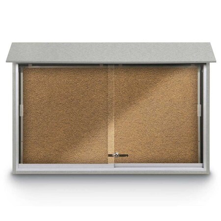 United Visual Products Outdoor Enclosed Combo Board, 72"x36", Brnz Frame/Burgundy & Ultramarine UVCB7236ODBZ-BURGUN-ULTMAR